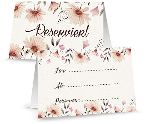 Logbuch-Verlag 50 Reserviert Schilder Blumen rosa beige floral - Tischreservierung Restaurant Hotel Tischkarte Gastronomie