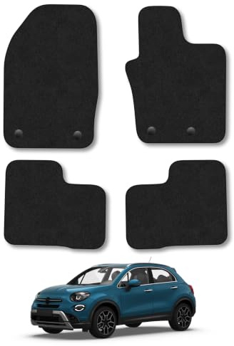 Fiat 500X (2014-2024) Carpet Car Mats | Black Edge Trim Tailored Fit Floor Mats Full Coverage Protection Accessories Easy Clean Anti Slip Made in the UK