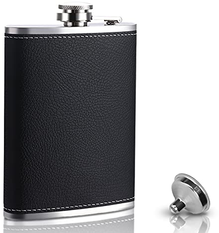 Hip Flask 8Oz, Hip Flasks for Men, Portable with Funnel, Personalised Flasks Alcohol - Groomsmen Gifts, Lightweight Alcohol Flask Perfect for Camping, Hiking, and Outdoor Activities