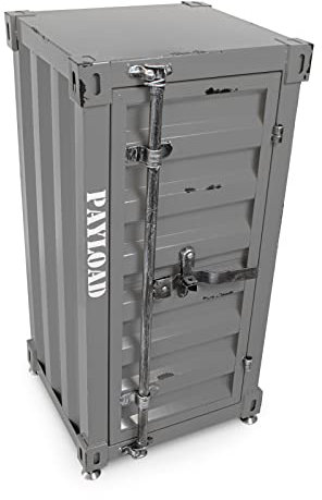Büttner Kommode Sideboard Highboard Spind Metallschrank Kasten Kommodenschrank Stauraum Regal im Industrial Container Look aus Metall 40 x 38 x 80 cm - Grau
