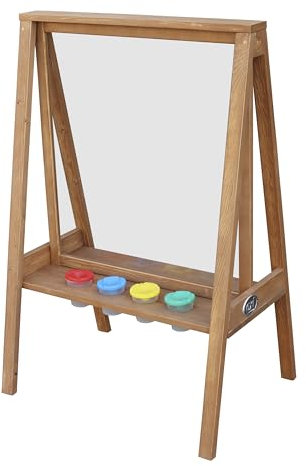 AXI Eric Staffelei für Kinder aus Holz in Braun | Maltafel mit Leinwand aus Plexiglas & 4 Farbkästen | 50x70x105 cm