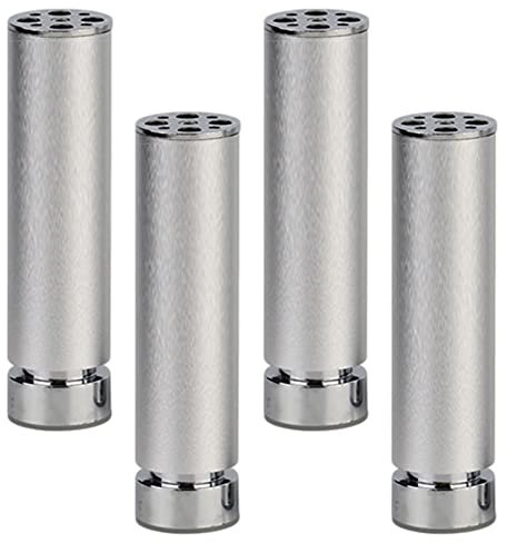 Pieds d'armoire Réglable Pieds de Meubles/commode Argent Socles Ronds pieds pour meuble de salle de bain,Aluminum Alloy | Finition en Anodisé | 6-40cm,Lot de 4 pieds de Placard Vis Inclus (35cm)