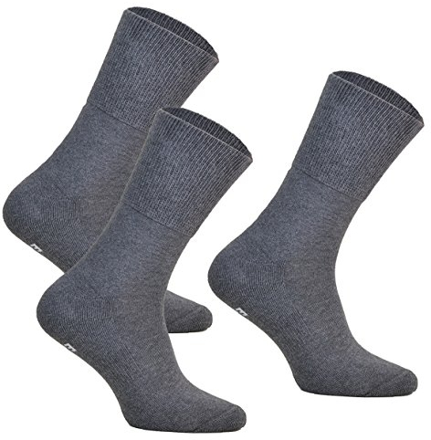 3 Paar Diabetiker Socken ohne Gummibund MEDIC DEO COTTON. Extra Weit Baumwolle Medizin Socken Herren und Damen (41-43, 3 Paar: Graphit)