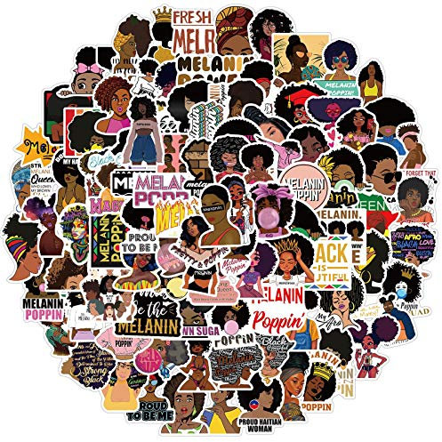 100 Stück Aufkleber für Melanin Poppin Black Girl Pop Sängerin, inspirierend, Vinyl, wasserdicht, Aufkleber für Laptop, Helm, Auto, Wasserflasche, Aufkleber-Set für Erwachsene, Kinder, Teenager,