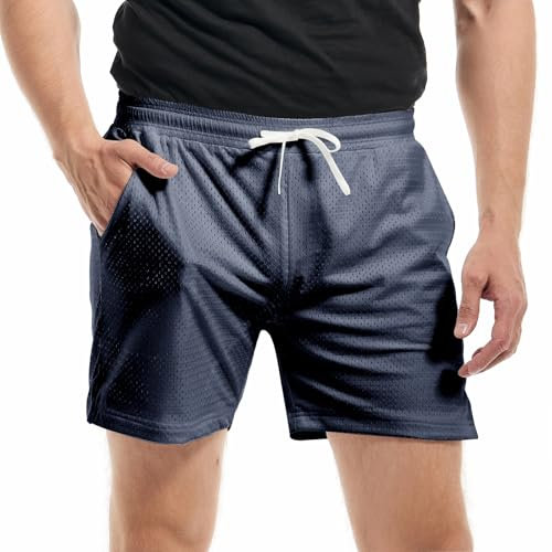 AIMPACT Basketball Shorts Herren 6 Inch Mesh Sport Shorts Herren Atmungsaktive Jogginghose Kurz (Dunkel-S)