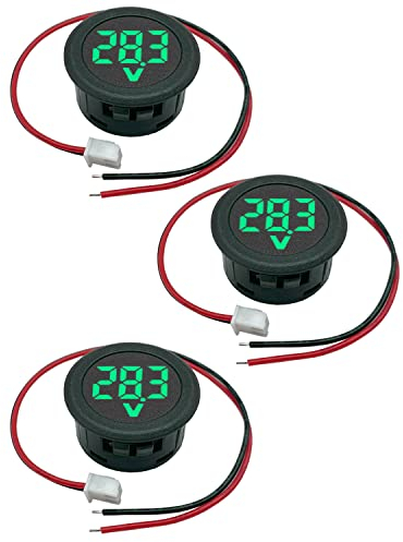 VOKTTA 3 Pieces Car LED Digital Voltmeter DC 4-100V,2 Wires Voltage Tester 3-Digit LED display Voltage Meter with Anti -connection protection for car/marine/boat (Green)