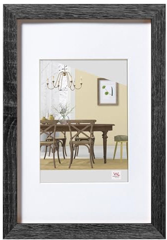 walther design Bilderrahmen dunkelgrau 30 x 40 cm mit Kunstglas und Passepartout Fiorito Holzrahmen EFX040D