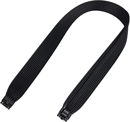 PCI-e 5.0 Cable, 16AWG ATX 3.0 12VHPWR PCIE Cable, 600W Male to Male 16 (12+4) Pin PCIE5 Cable for RTX 4090TI, 4080TI, 3090TI, Compatible for MSI, Gigabyte, GameMax, Thermaltake Power Supply (BLACK)