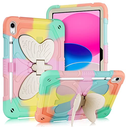 Coolden Coque pour iPad 10ème Génération Coque Antichoc iPad 10.9 Pouces 2022 avec Support Heavy Duty Porte-Crayon pour Filles Enfants Robuste Housse Étui de Protection pour iPad 10ème Generation