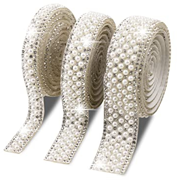 FRUHLING 3 Rollen Kristall Strass Diamant Band Selbstklebend Perlen Strassband DIY Dekoration Aufkleber für Handwerk Hochzeit Dekoration 10 15 20 mm Breit