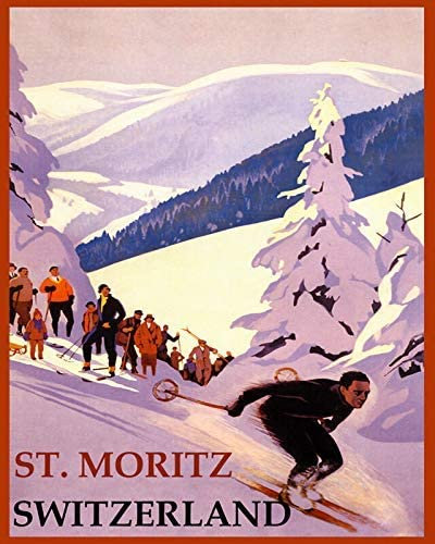 Retro-Blechschild, Wintersport, Ski St. Moritz, Schweiz, Alpen, Skifahren, Poster, Vintage-Malerei, Blechschild für Straße, Garage, Zuhause, Café, Bar, Mann, Höhle, Bauernhof, Wanddekoration, Basteln,