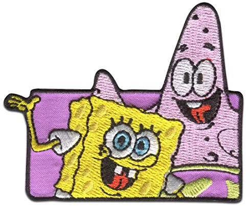 Comercial Mercera SpongeBob & Patrick Stern Stickerei - Aufnäher Aufnäher Stickerei Applikation für Kleidung, Größe: 7 * 6,1 cm