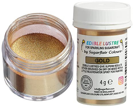 Sugarflair Colours Edible Lustre Gold - Colorant Alimentaire, Couleurs pour les Gâteaux, Cupcakes, Chocolat, Pâtisseries, Desserts, Glaces, Cocktails - 4g