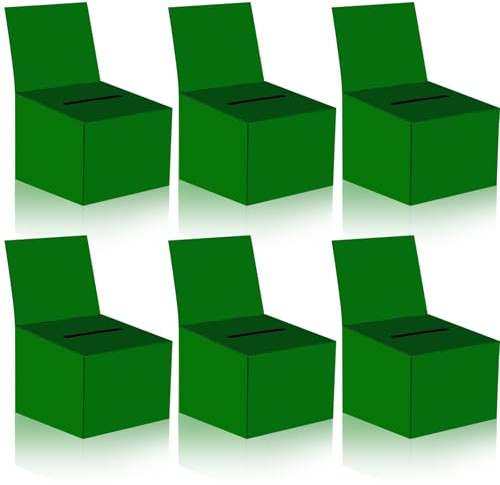 6 Stück Tombola-Boxen Wahlurne Spendenbox für Spendenaktionen, 16,5 x 11,4 x 11,4 cm, Karton mit Schlitz für Ticket und abnehmbarem Header Wohltätigkeitsorganisationsbox zum Sammeln von Visitenkarten,