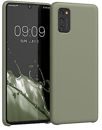 kwmobile Hülle kompatibel mit Samsung Galaxy A41 Hülle - Silikon Handy Case - Handyhülle weiche Oberfläche - kabelloses Laden - Graugrün