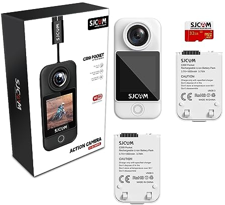 SJCAM C300 Pocket Action Camera 4K30fps, 1.33'' Touchscreen Sports Camera, 2.4G/5G Dual WiFi 20MP Helmet Camera, 6-axis EIS Underwater Camera 30m/98ft Waterproof