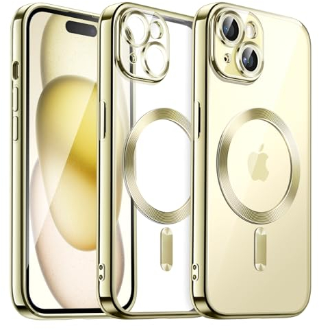 JETech Soft Clear Case for iPhone 15 6.1-Inch, Camera Lens Full Protection, Compatible with MagSafe Wireless Charging, Shockproof Electroplated TPU Phone Cover (Yellow)