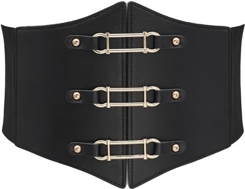 Liutufy Stilvoller Korsett Gürtel Metall O-Ring Bund Herzring Bund, Schwarzes Quadrat, 29.5 in/75 cm