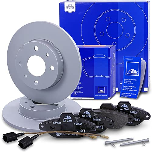 ATE Bremsenset Vorderachse inkl. Bremsscheiben vorne Ø 240,5 mm voll und Bremsbeläge vorne + Verschleißkontakt Kompatibel mit FIAT 500 (312_), FORD KA (RU8)