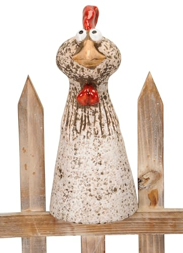 B2S BACK2SEASON Zaunfigur Hahn weiß Zaundeko Huhn Zaunhocker H=23 cm