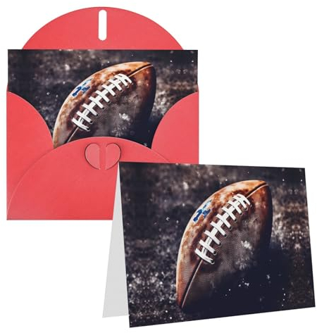 Dwrepo American Football bedruckte Grußkarten, blanko, Geburtstagskarten mit Umschlägen, Dankeskarten, Notizkarten für alle Anlässe, 10,2 x 15,2 cm