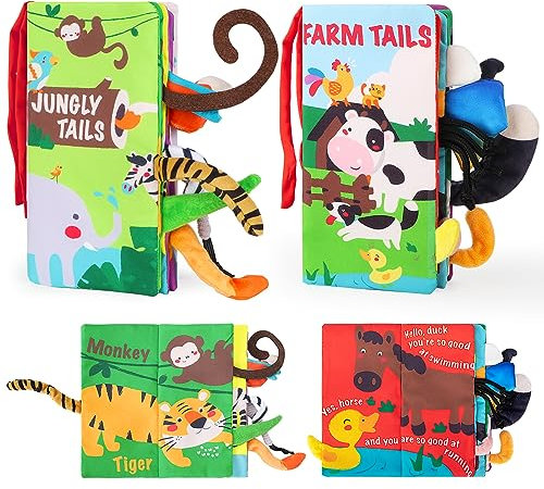 beiens Babybuch Baby Stoffbuch - 2 Stück Fühlbuch Spielzeug ab 6 Monate, Bilderbuch Fühlbuch Knisterbuch ab 0 3 6 Monate, Neugeborene Quiet Book Geschenk für Jungen Mädchen