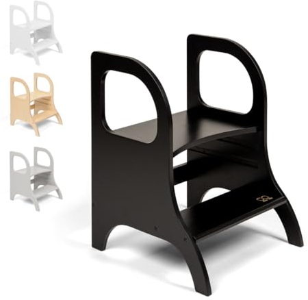 Ette Tete MIIMO • Höhenverstellbarer Tritthocker für Kleinkinder • Toilettenhocker für das Töpfchentraining (Schwarz)