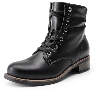 DREAM PAIRS Stivali da Donna con Tacco Stivaletti Donna con Lacci Fashion Stivali Stivaletti con Zip Plateau e Tacco Alto,Size 38,Nero,SDAB2429W-E