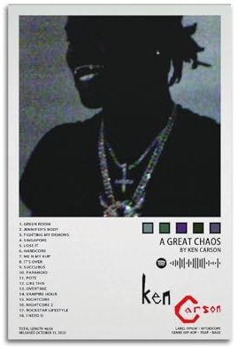 HNYDM Ken Carson Poster, Kunstdekoration, Wandposter, Dekoration, Innenposter, Druck, Dekoration, Bar, Restaurant, Dekoration, Ästhetik, Poster, Wohnzimmer, Poster, 30 x 45 cm, ungerahmter Stil