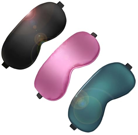 Yolistar Schlafmaske für Frauen & Herren, 3 Stück, Seiden Schlafmaske für Seitenschläfer, Weiche und Atmungsaktive, mit Verstellbares Gummiband, 99% Lichtblockierende Schlafbrille, für Reise-Yoga