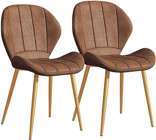 OZSSLJJ Set mit 2 lässigen, modernen Wohnzimmer-Esszimmerdekor-Sesseln mit Metallbeinen, Vintage-PU-Lederstühle for das Wohnzimmer in der Küche