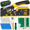 Kit Strumento Crimpatura, Pinza Crimpatrice RJ45 Pass Through Multifunzione Spelafili, per Cavo Rete CAT5 CAT6/CAT7 Kit di Strumenti di Rete, con 50pz Connettori Cat5