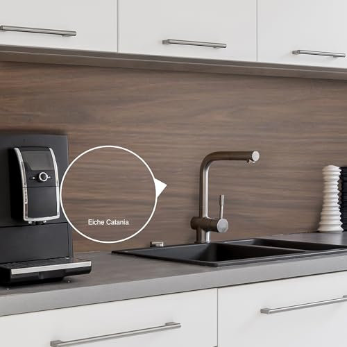 WALLando Premium Küchenrückwand, individueller Größenzuschnitt – Einfach zu montierende PVC-Wandverkleidung für die Küche – Hitzebeständiger Spritzschutz aus Kunststoffplatten – Eiche Catania