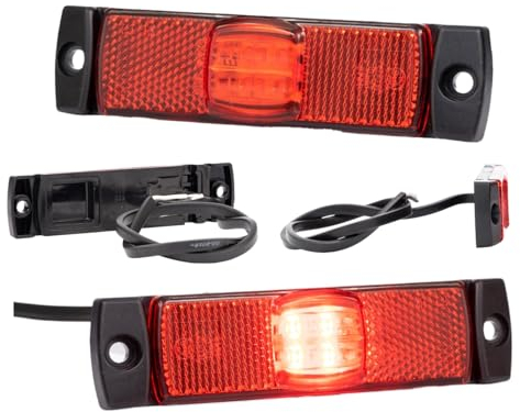 Web Truck 2 x LED Seitenmarkierungsleuchte Wohnung Rot 12 und 24 Volt Begrenzungsleuchte Positionsleuchte mit für PKW LKW Anhänger Wohnmobil Wohnwagen