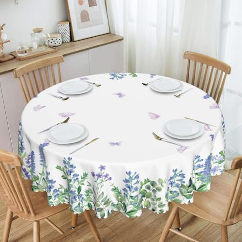 Tischdecke Abwaschbar Rund 150cm Blumig Tischdecke Florals Outdoor Tischdecke Fleckschutz Pflegeleicht Wasserdicht Tischtuch für Küche, Esstisch, Couchtisch, Party, Garten
