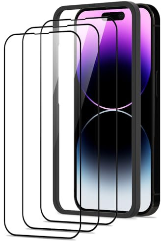 Beukei Panzer Schutz Glas für iPhone 14 Pro Max mit Installationsrahmen, 3 Stück Schutzfolie, Panzer schutzglas[HD Glas Displayschutz][9H Härte][Anti-Kratzen] Glass