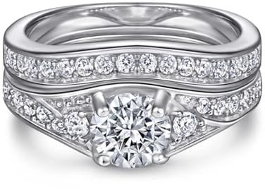9k/14k/18k Gold Moissanite Engagement Rings Set for Her, 1ct Round Shaped VVS1 Clarity D Color Moissanite Ring Weddings Anniversary Jewellery Bridal Gifts for Women Style D