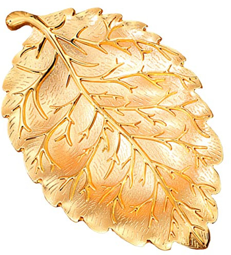 Cabilock Bandeja de Almacenamiento de Alimentos de Aleación de Zinc con Diseño de Hojas Elegante para Aperitivos Asa para Decoración del Hogar Buffet