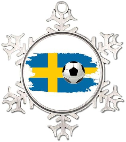Fußball-Thema Schweden Metall Schneeflocke Ornament Rugby Fußball Trainer Geschenke Weihnachtsbaum hängende Ornamente Xmas Party Dekorationen Lustige Weihnachtskugel für Familie Geburtstag Neujahr