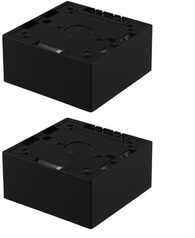 Aprilsunnyzone Caja eléctrica de una sola banda Ethernet Backbox montada en superficie para placa de pared Placas frontales Gestión de cables PVC 4 colores 40 mm de profundidad (negro-2 piezas)