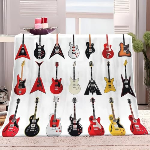 okoikfc Manta Sofa 70 x 100 cm Guitarra, Suave y Cálido Microfibra Cobijas Invierno Vistoso Mantas Franela para Cama y Sofá, 3D Manta Polar para Adultos y Niños Niña O752