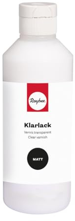 Rayher Klarlack matt, Aufstrich Lack, klar, matt, Flasche 250 ml, wetterfest, für Innen- und Außenbereich, Mattlack, 35091000