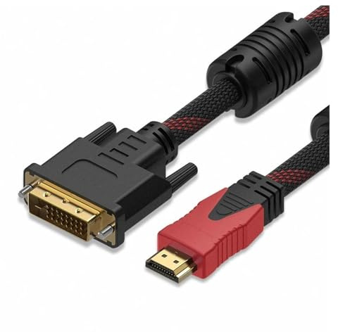 Câble tressé compatible HDMI vers DVI 24+1 avec connexion vidéo HD 1080p DVI 24+5, convertisseur for écran d'ordinateur, téléviseur, projecteur(1.5m)