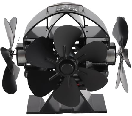 yiMANtrading Wärmebetriebener Ofenventilator mit 3 Köpfen, Kaminventilator mit 18 Flügeln aus Aluminium, 270 Grad blasender Holzofenventilator, energieeffizient, mit Schutzhülle für die