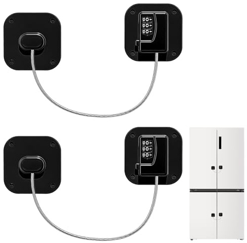 Cadenas Frigo Porte, 2Pièces Cadenas Frigo, Securite Fenetre Enfant, Bloque Fenetre Enfant, Securite Placard Enfant, Bloc Porte Securite Bebe, Securite Porte Enfant, Serrure Refrigerateur, Noir