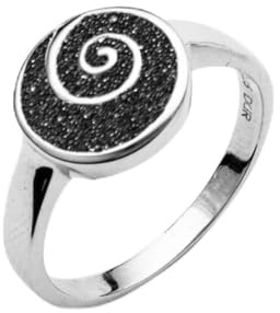 DUR Schmuck Damen Ring Spirale Lavasand, Silber 925/- rhodiniert (R4672) (Lavasand, 52 (16.6))