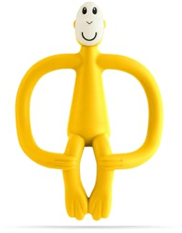 Matchstick Monkey, Original Teether & Gel Applicator, Antimicrobial Silicone Teething Toys for Baby, Easy to Grip, BPA Free, 3 Months Old+, 10.5 cm, Yellow Monkey