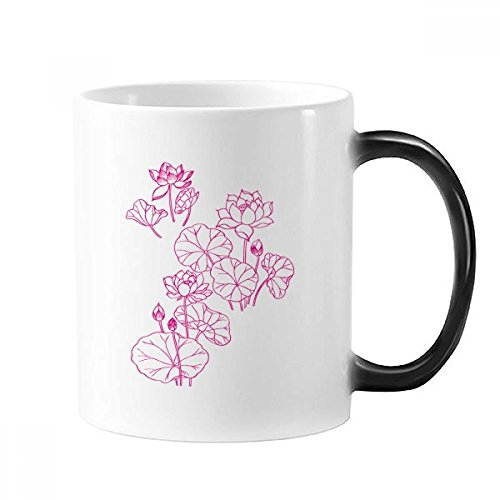DIYthinker Taza de la Flor de Loto Flor de Loto de la Hoja de la Planta clásica Blanco Cerámica Taza de cerámica con Tapa 350ml Regalo