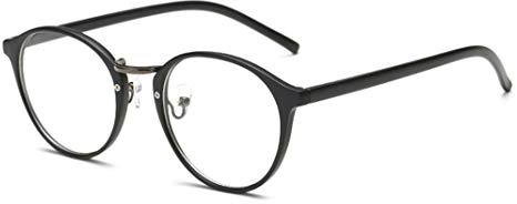Flydo Slim Rechteck Nerd brille Retro Rund Unisex ; Dekogläser Klassisches Mode Damen/Herren Brillen Clear Brille