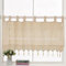 choicehot Kurzgardinen Landhausstil Scheibengardine Leinen Bistrogardine - 61cm Hoch Häkeln Gardine mit Quaste für Küchen Fensterschal mit Schlaufen 1 Stück, 61x152cm (HxB)
